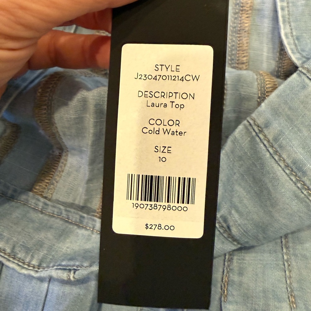 Veronica Beard Light Blue Denim Button Detail Tank Sz 10 - Picture 11 of 12